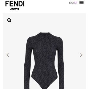 Fendi x skims black mock neck long sleeve body suit size medium
